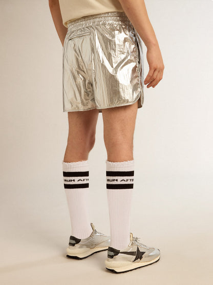 Men's running shorts in silver fabric - Golden Goose Men