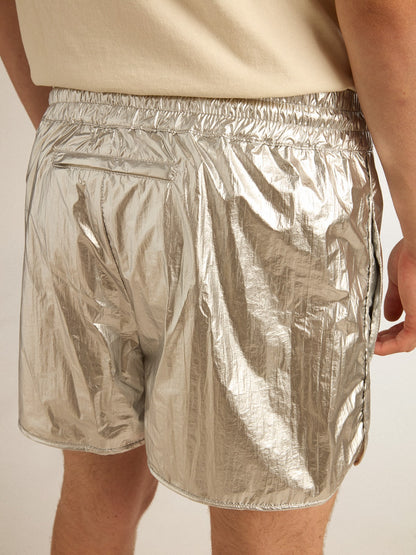 Men's running shorts in silver fabric - Golden Goose Men