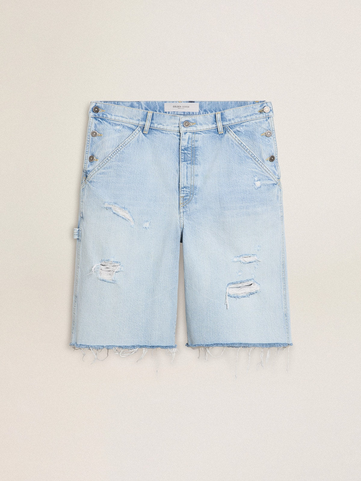 Men's denim Bermuda shorts with lived-in effect - Golden Goose Men