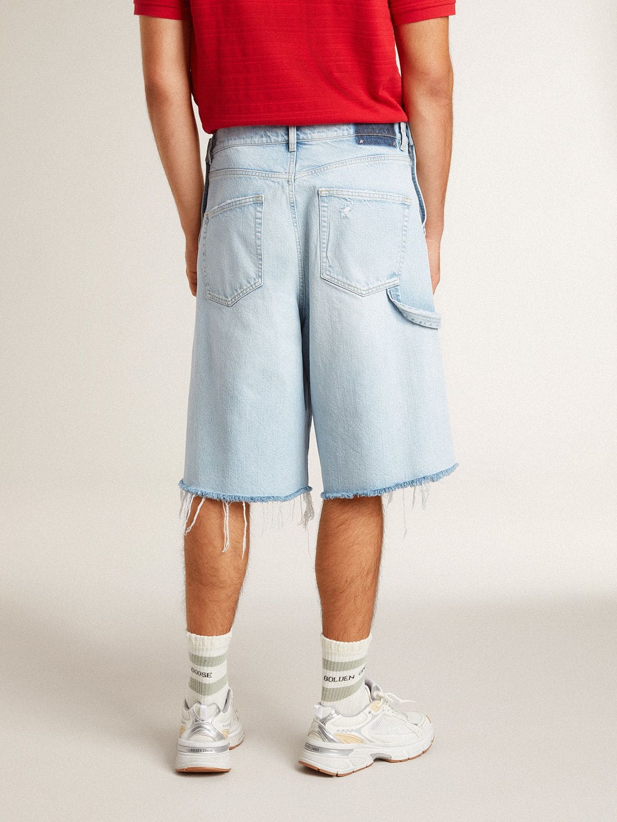 Men's denim Bermuda shorts with lived-in effect - Golden Goose Men