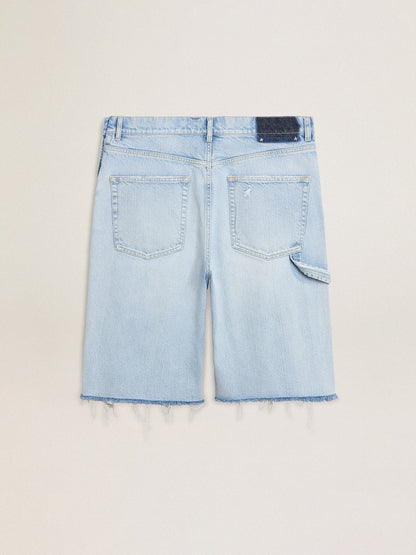 Men's denim Bermuda shorts with lived-in effect - Golden Goose Men