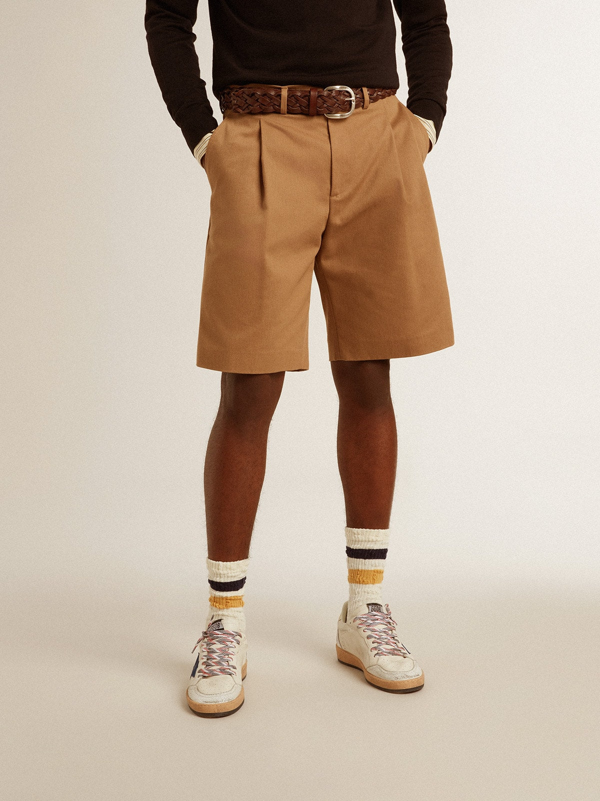 Men's Bermuda shorts in beige cotton - Golden Goose Men