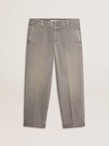 Gray-colored cotton chino pants - Golden Goose Men