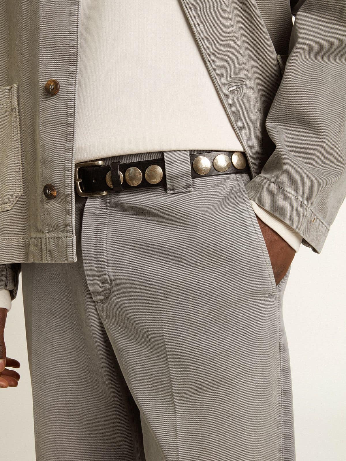 Gray-colored cotton chino pants - Golden Goose Men
