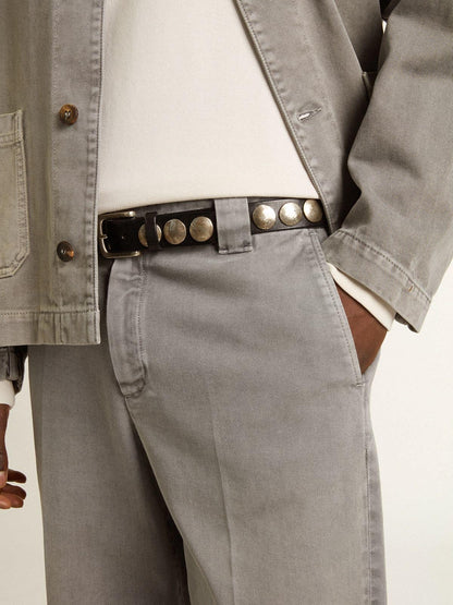 Gray-colored cotton chino pants - Golden Goose Men