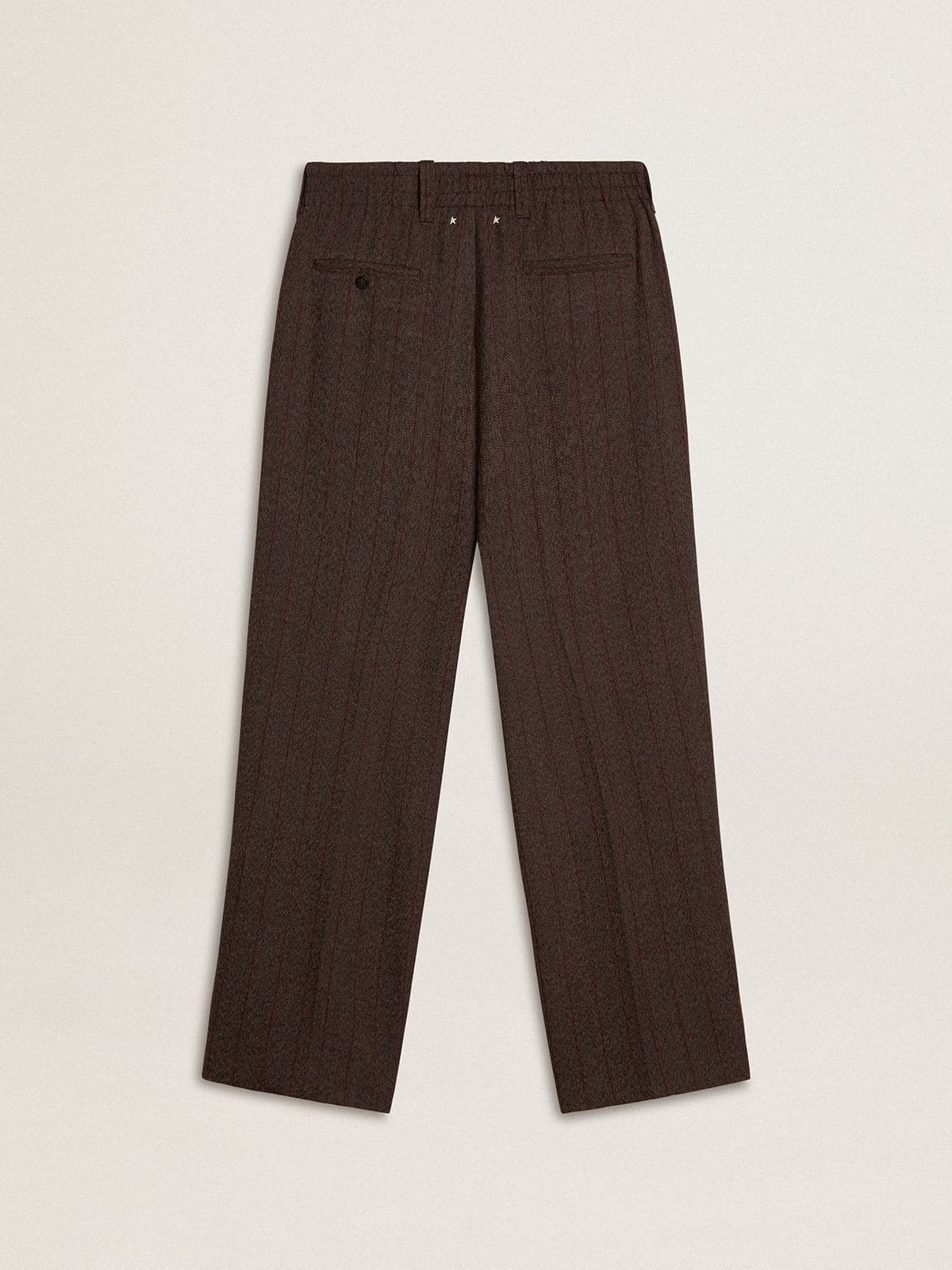 Men's joggers in dark brown wool with thin striped pattern - Golden Goose Men