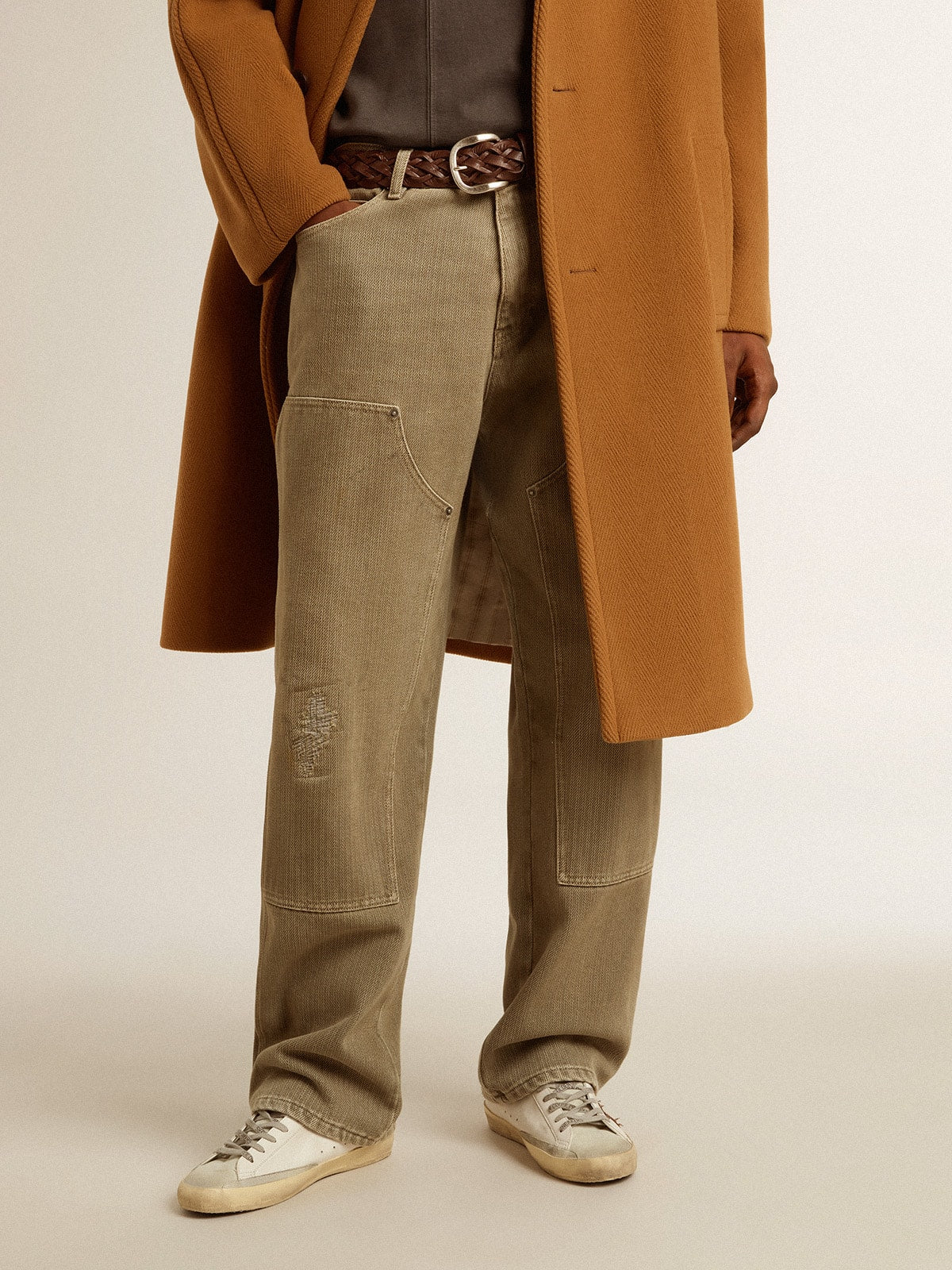 Men's distressed-effect cotton pants - Golden Goose Men