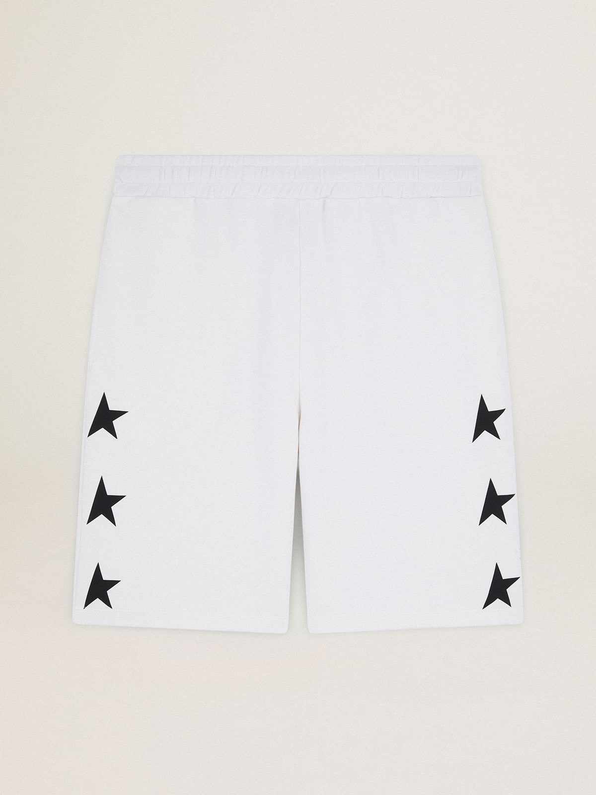 Men's vintage white bermuda shorts with contrasting black stars - Golden Goose Men