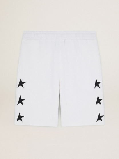 Men's vintage white bermuda shorts with contrasting black stars - Golden Goose Men