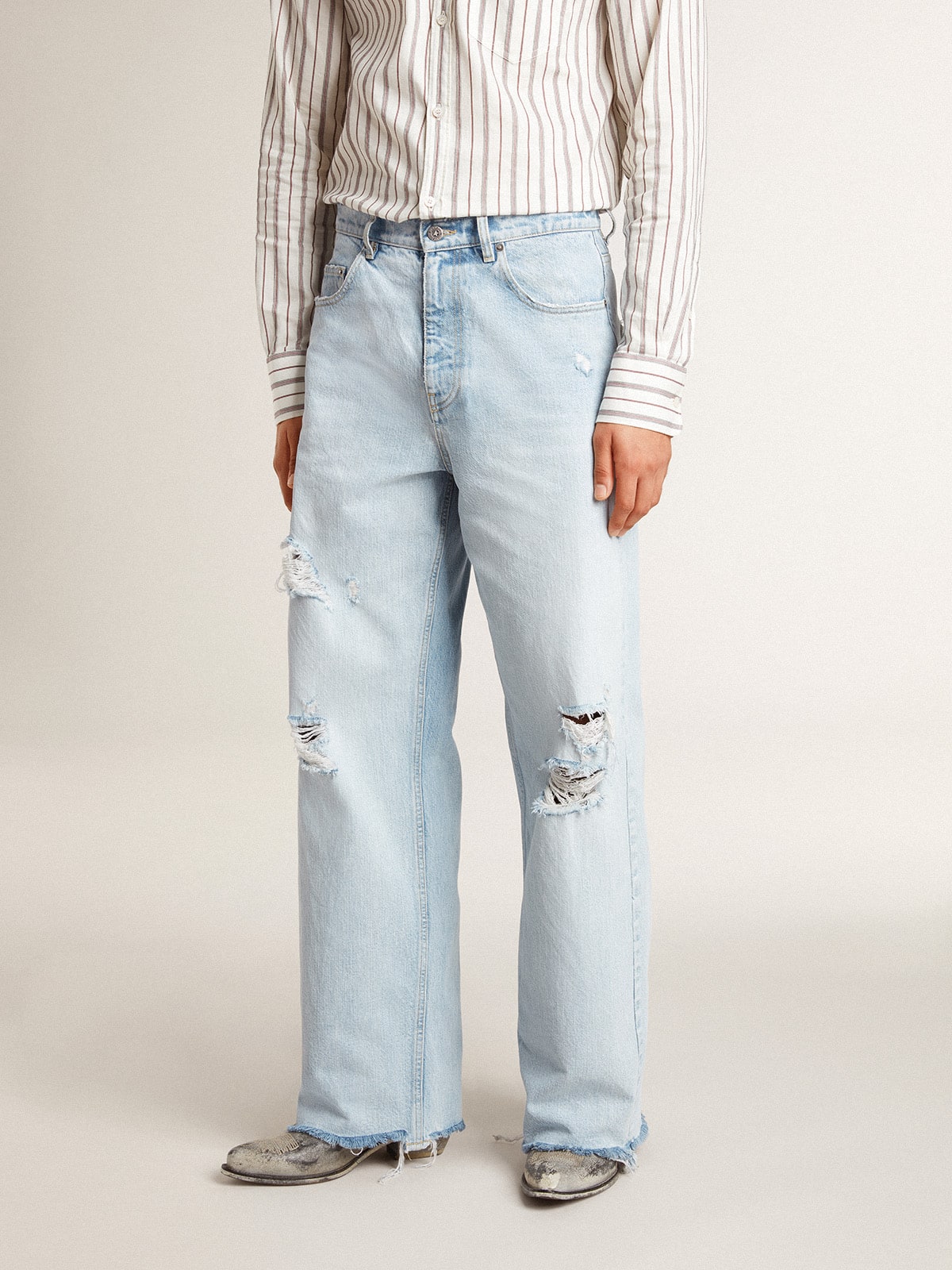 Men’s pants in lived-in effect denim - Golden Goose Men