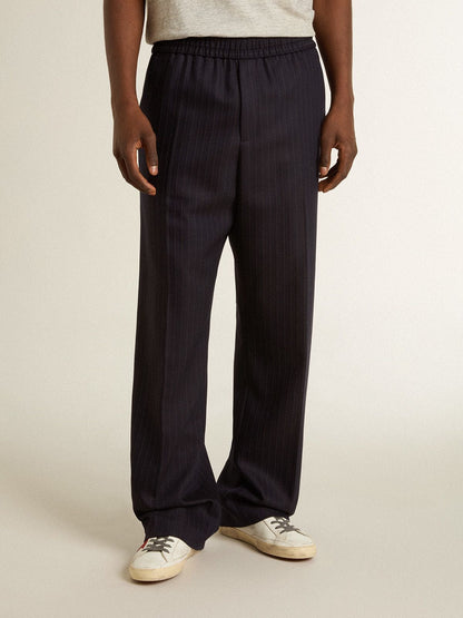 Men's wool joggers with vertical thin stripes - Golden Goose Men
