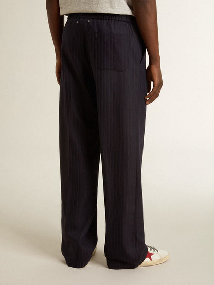 Men's wool joggers with vertical thin stripes - Golden Goose Men