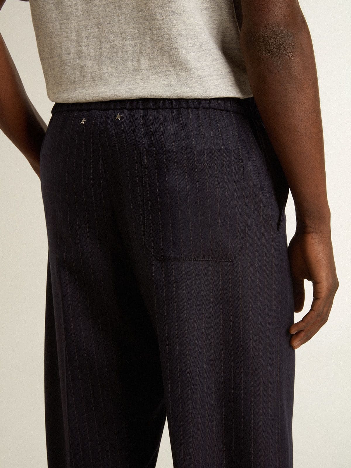 Men's wool joggers with vertical thin stripes - Golden Goose Men