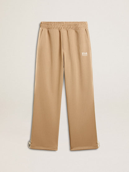 Men’s light beige joggers with white logo - Golden Goose Men