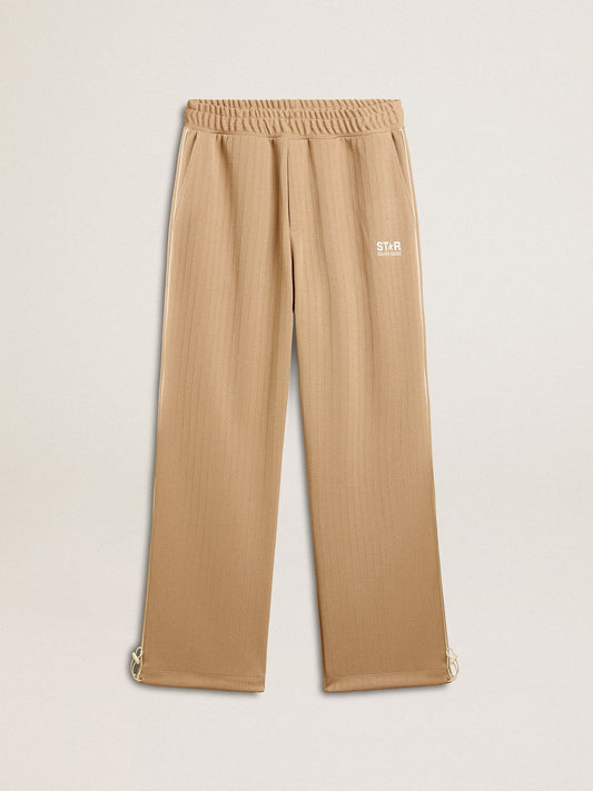Men’s light beige joggers with white logo - Golden Goose Men