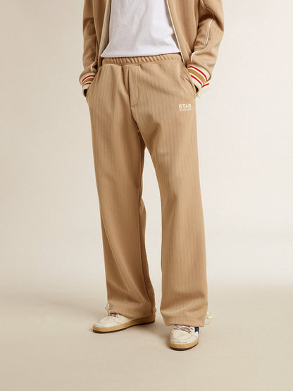 Men’s light beige joggers with white logo - Golden Goose Men