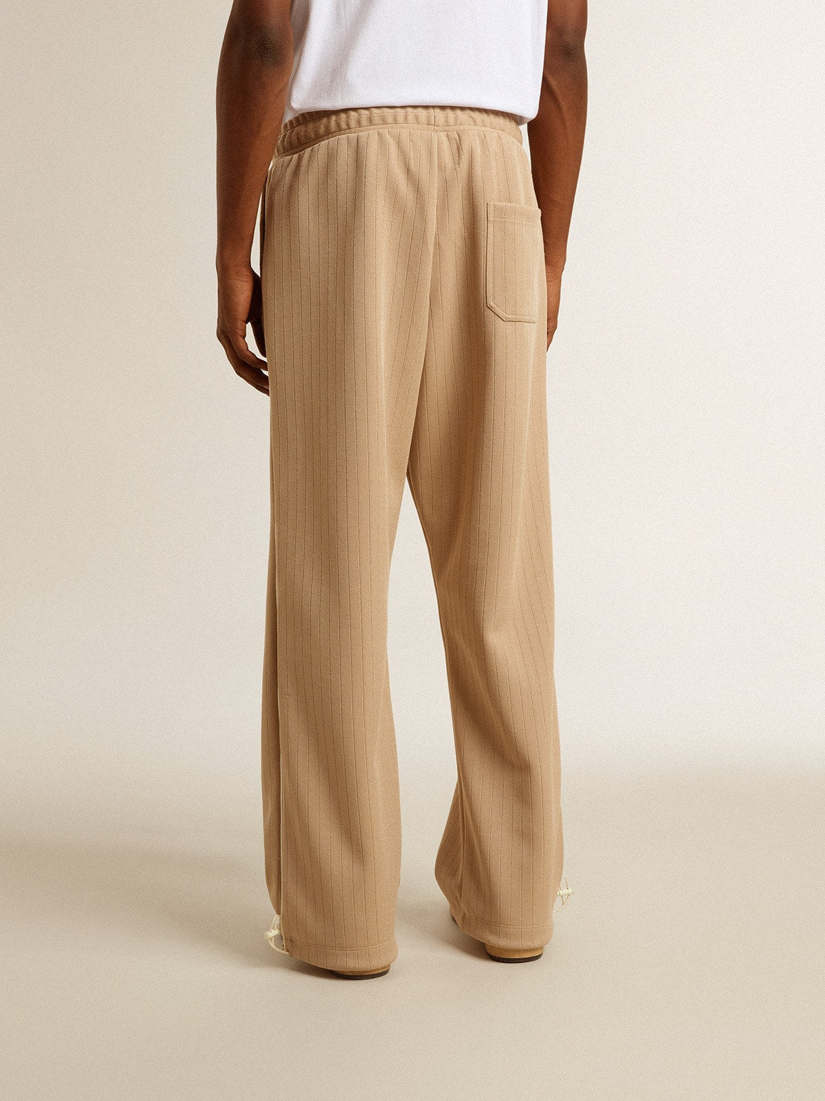 Men’s light beige joggers with white logo - Golden Goose Men