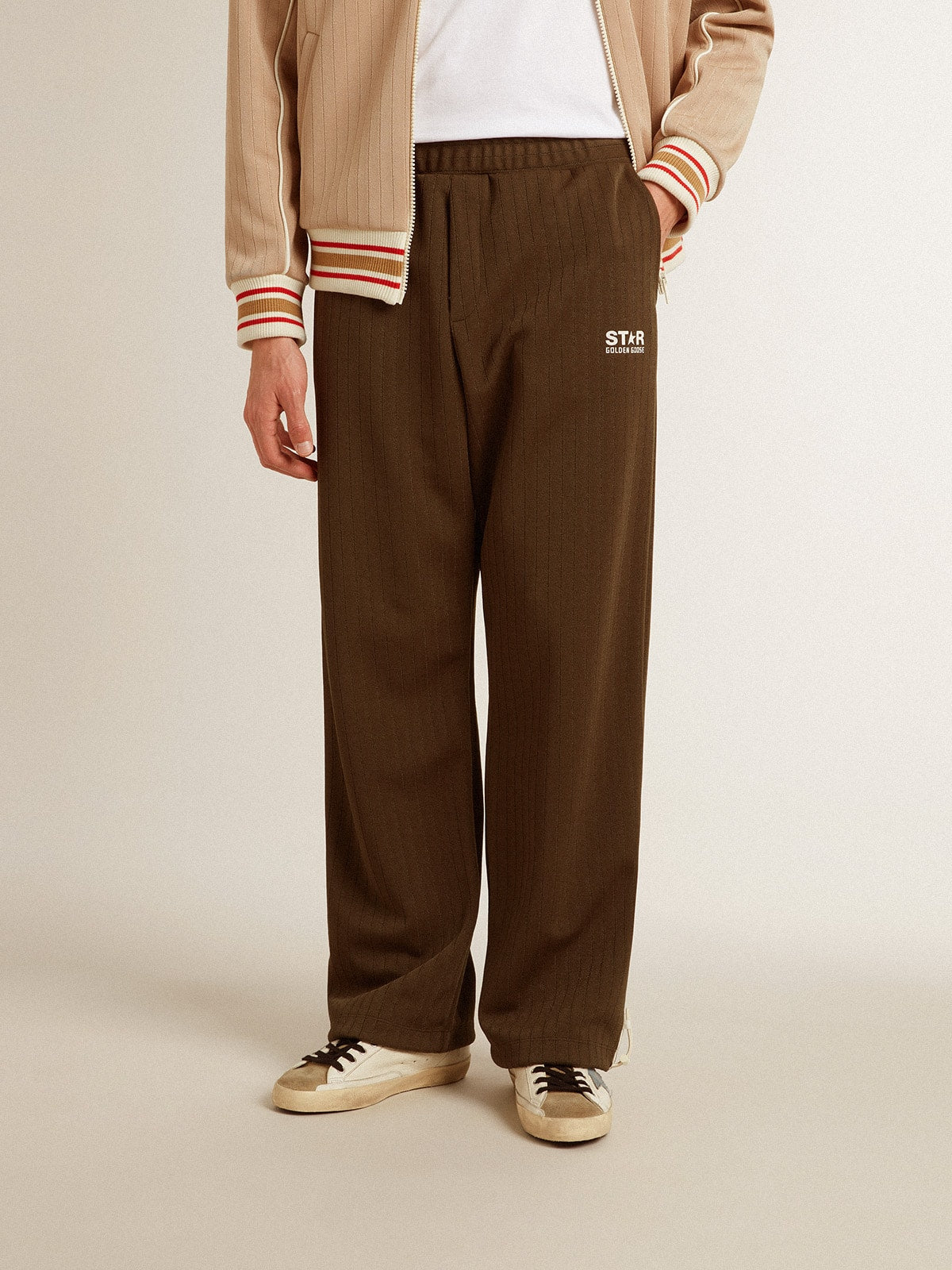 Men’s military green joggers with white logo - Golden Goose Men