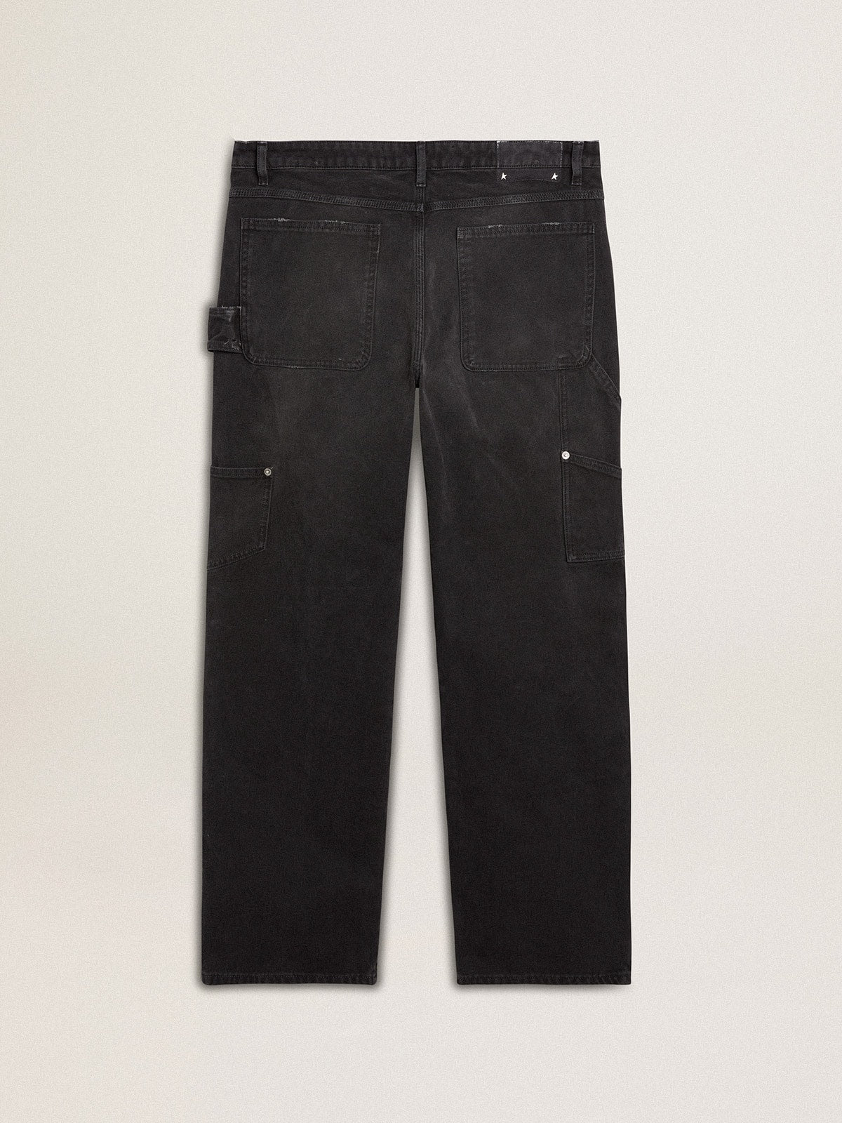 Men's distressed black cotton jeans with front patches - Golden Goose Men