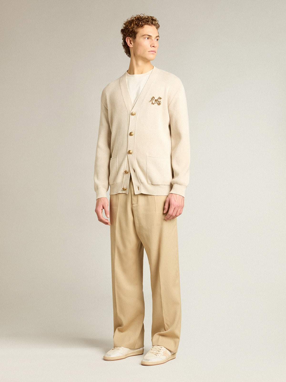 Men’s sand-colored joggers with pocket on the back - Golden Goose Men