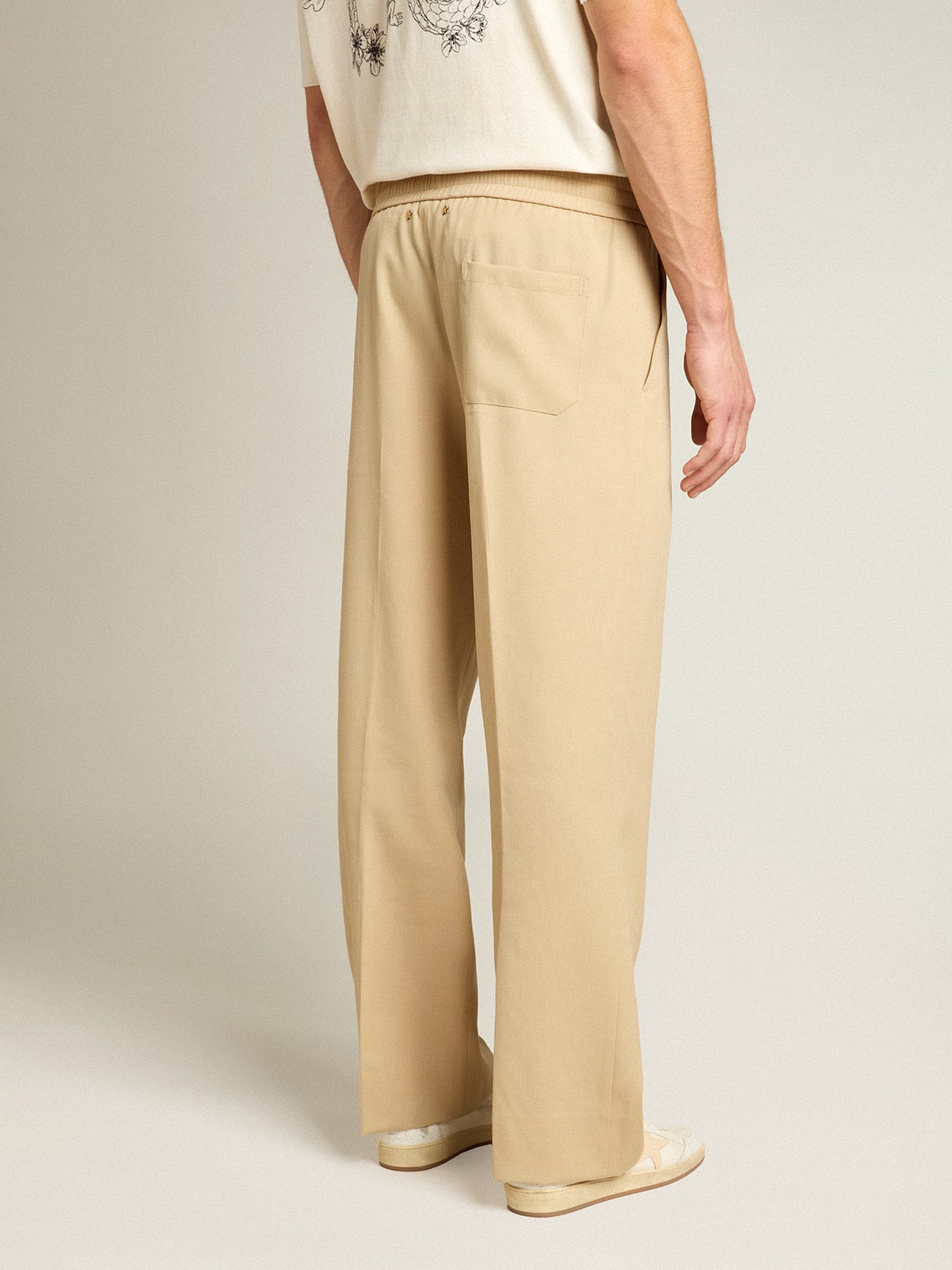 Men’s sand-colored joggers with pocket on the back - Golden Goose Men