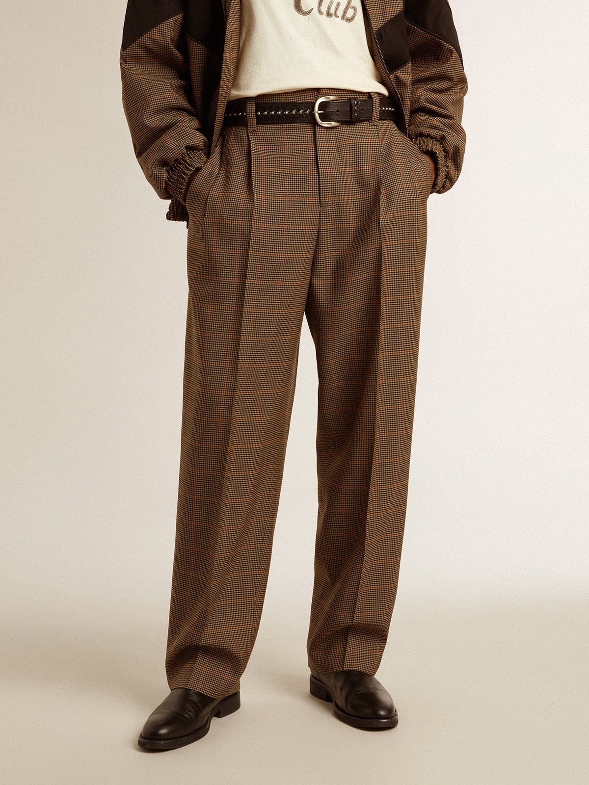 Men's pants in three-colored houndstooth - Golden Goose Men