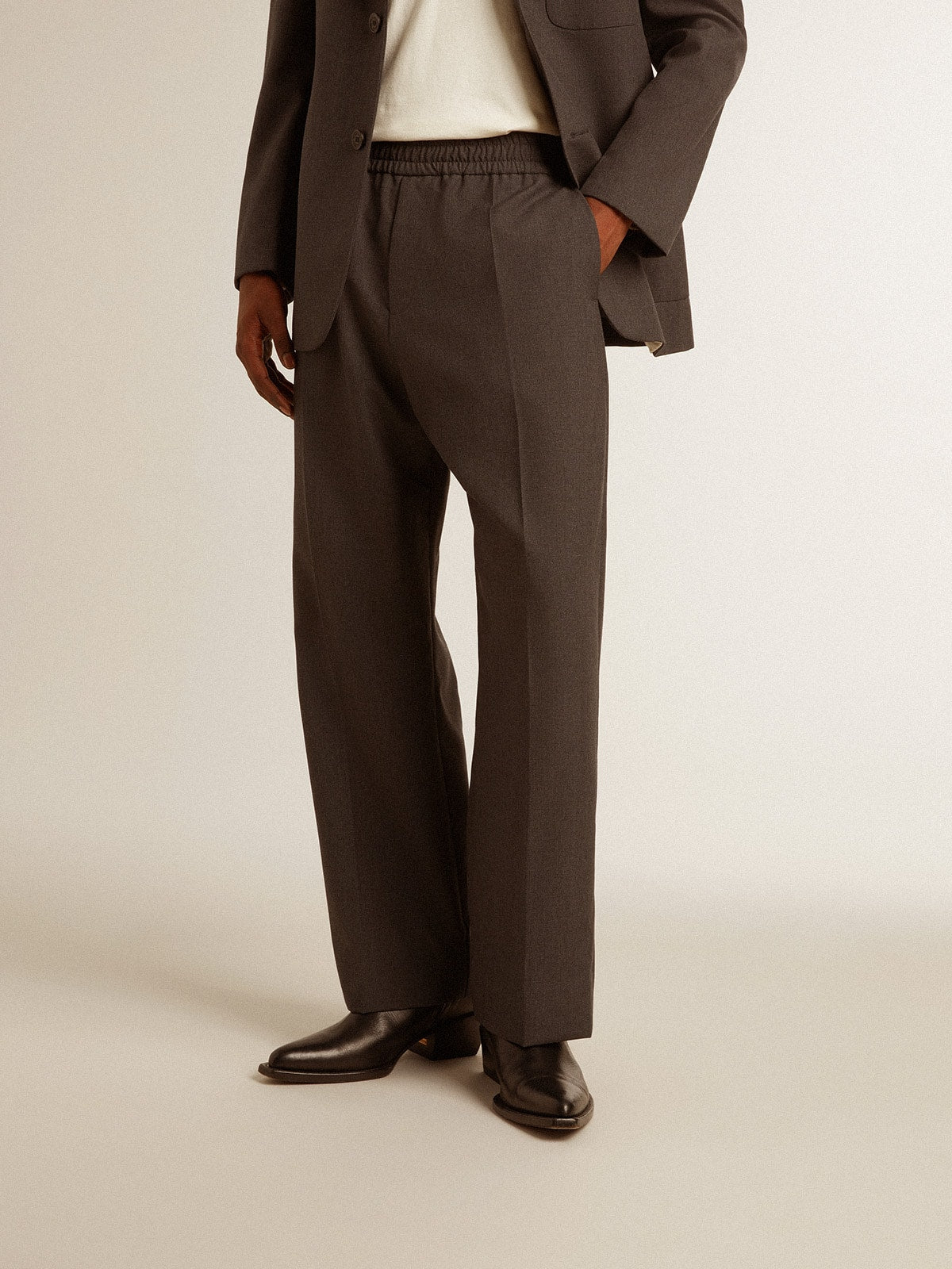 Men's soft pants in anthracite gray wool - Golden Goose Men