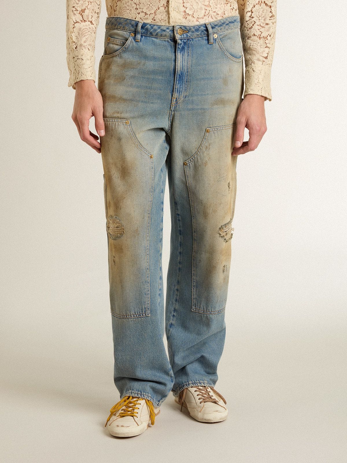 Men's distressed sand-washed jeans - Golden Goose Men