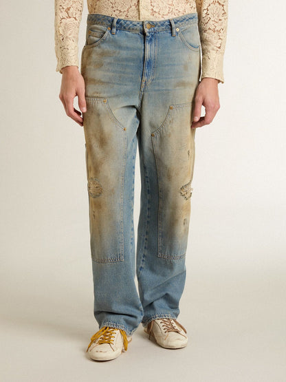 Men's distressed sand-washed jeans - Golden Goose Men