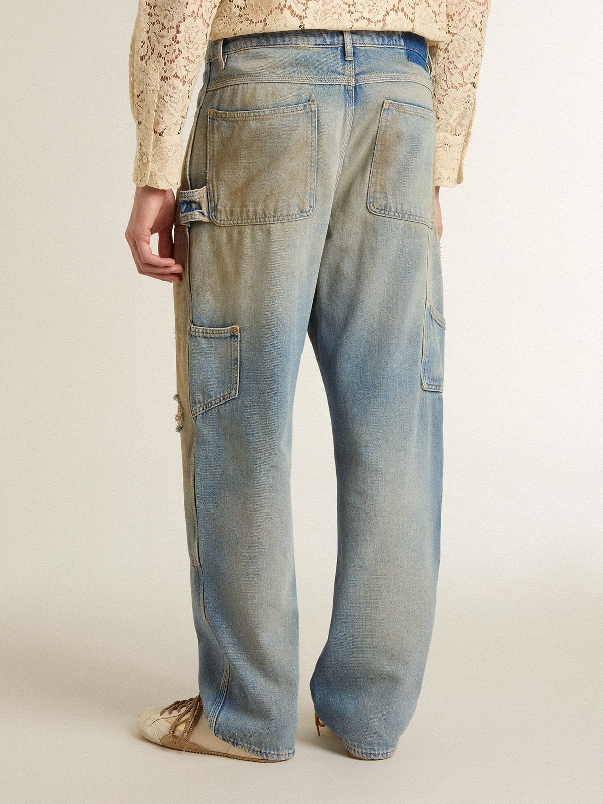 Men's distressed sand-washed jeans - Golden Goose Men