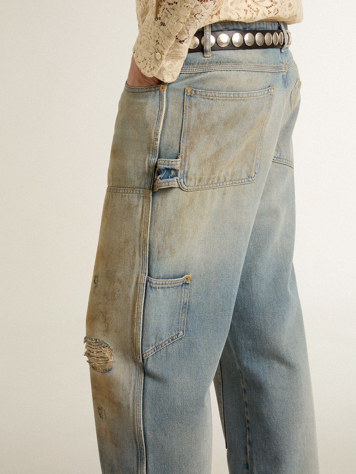 Men's distressed sand-washed jeans - Golden Goose Men