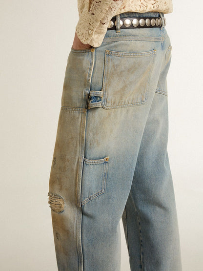 Men's distressed sand-washed jeans - Golden Goose Men