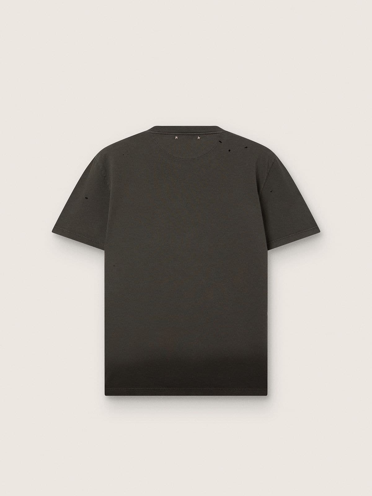 Men’s T-shirt in anthracite cotton jersey with perforated heart - Golden Goose Men