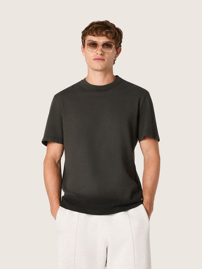 Men’s T-shirt in anthracite cotton jersey with perforated heart - Golden Goose Men