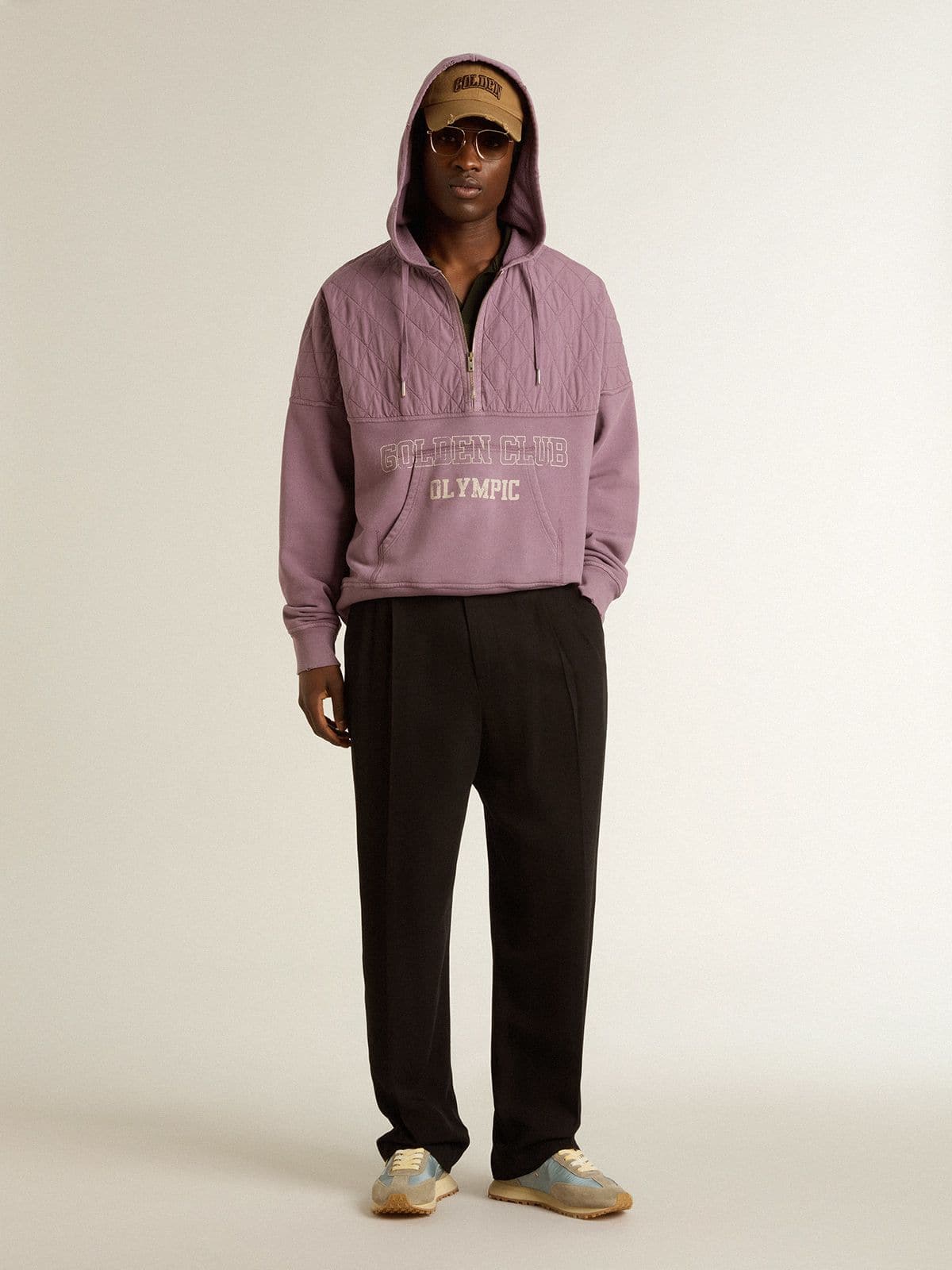 Men's military-green jersey polo with embroidery - Golden Goose Men