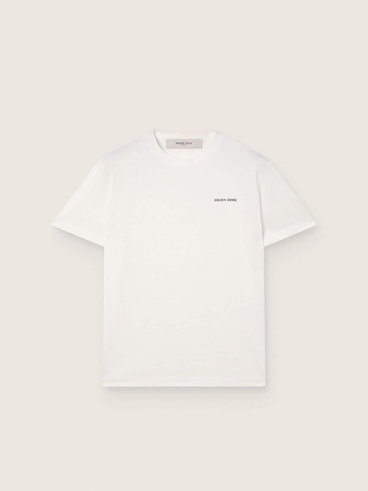 Men's T-shirt in vintage white cotton jersey - Golden Goose Men