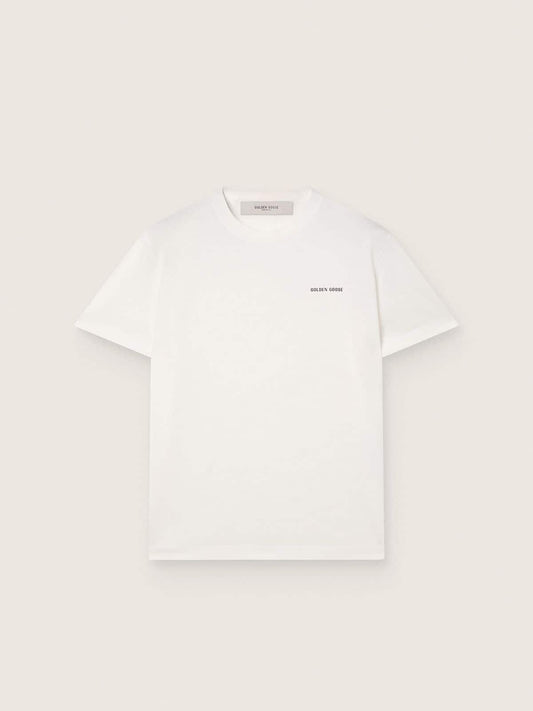 Men's T-shirt in vintage white cotton jersey - Golden Goose Men