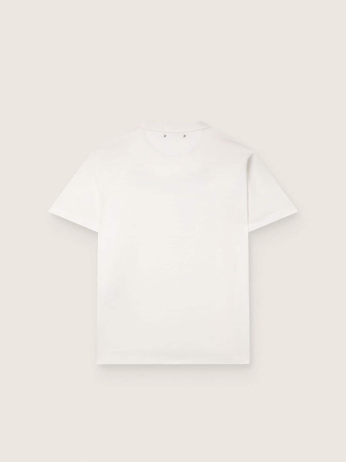 Men's T-shirt in vintage white cotton jersey - Golden Goose Men