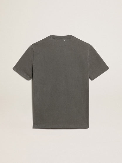 Men's anthracite gray T-shirt with distressed treatment - Golden Goose Men