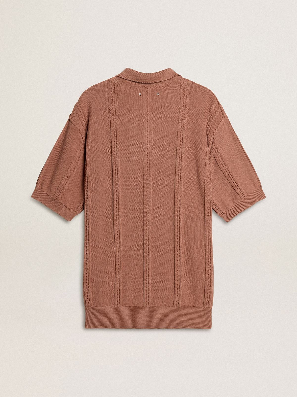Men's brick-colored polo with embroidered logo. - Golden Goose Men