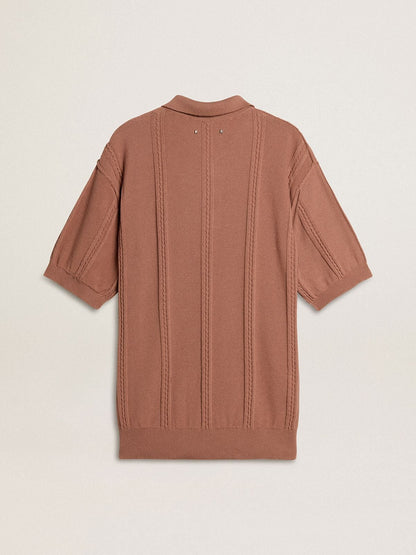 Men's brick-colored polo with embroidered logo. - Golden Goose Men