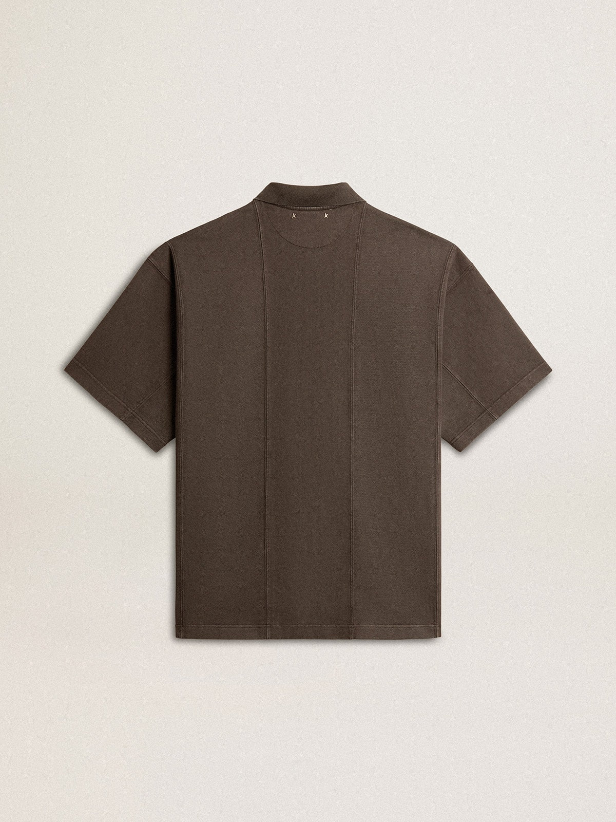Men's cotton polo shirt in anthracite gray with embroidery - Golden Goose Men