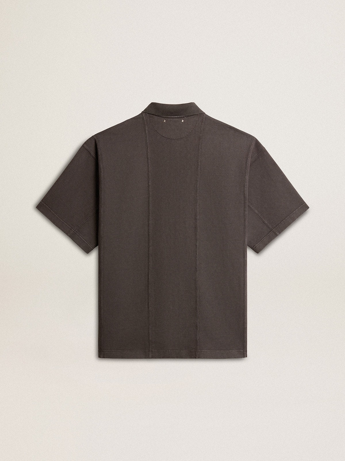 Men's cotton polo shirt in anthracite gray with embroidery - Golden Goose Men