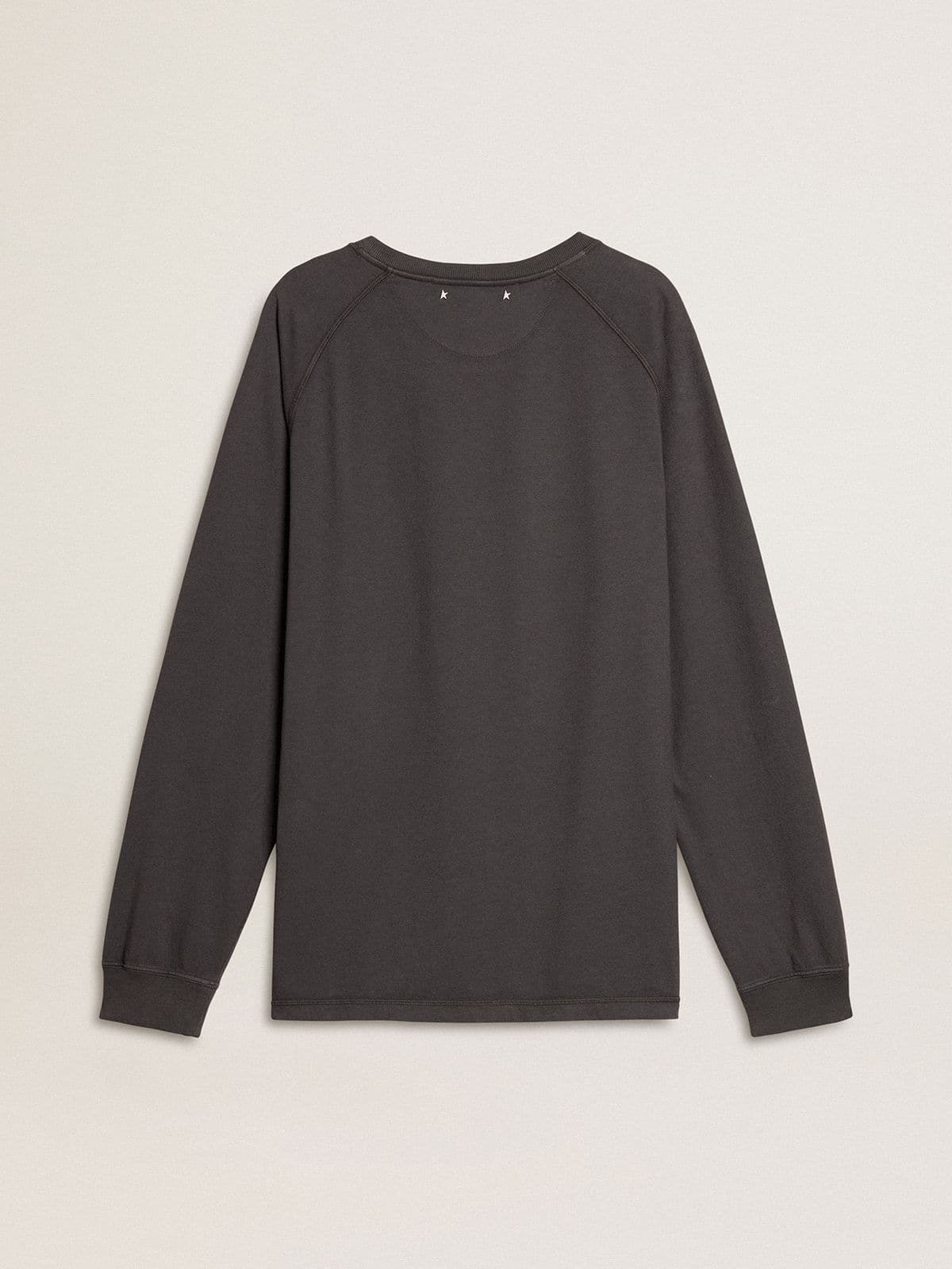 Men's T-shirt in anthracite-colored cotton with print on the chest - Golden Goose Men