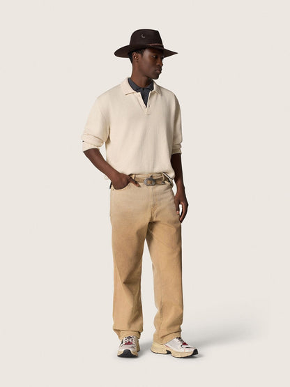 Men’s short-sleeved polo shirt in gray merino wool - Golden Goose Men