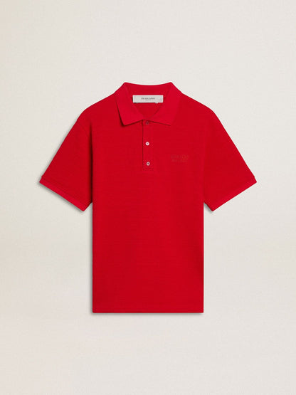 Men's polo shirt in red cotton piquet - Golden Goose Men