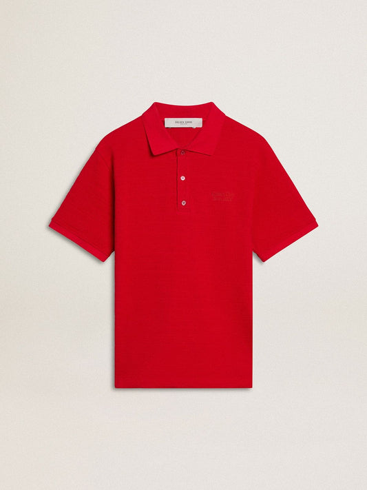 Men's polo shirt in red cotton piquet - Golden Goose Men