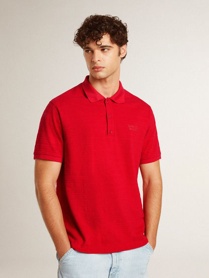 Men's polo shirt in red cotton piquet - Golden Goose Men