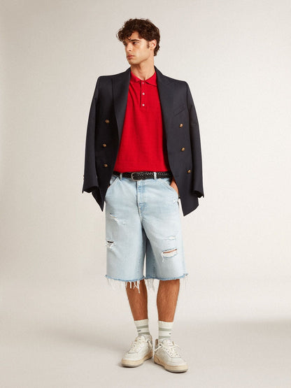 Men's polo shirt in red cotton piquet - Golden Goose Men