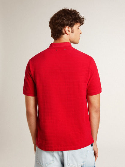 Men's polo shirt in red cotton piquet - Golden Goose Men